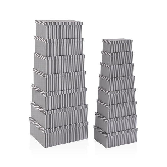SET 15 CAJAS CARTON RAYAS GRISES VERSA8NOV