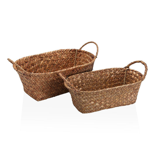 SET DE 2 CESTAS REDONDAS CON ASAS MARRONES VERSA8NOV