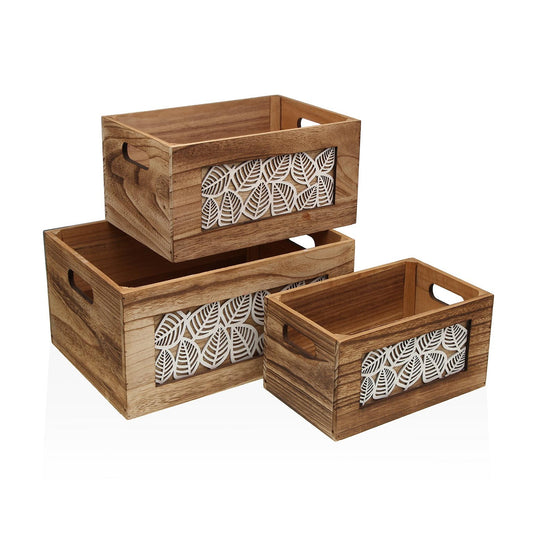 SET DE 3 CAJAS DE MADERA LEAF VERSA8NOV