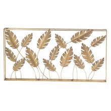 Cargar imagen en el visor de la galería, CUADRO HOJAS ORO METAL DECORACION 120 X 70 IXIA