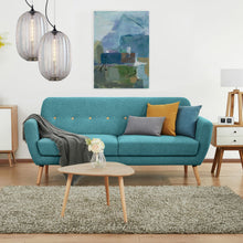 Cargar imagen en el visor de la galería, AMALFI | Sofá con brazos tapizado azul verdoso (193 x 79 x 86 cm)