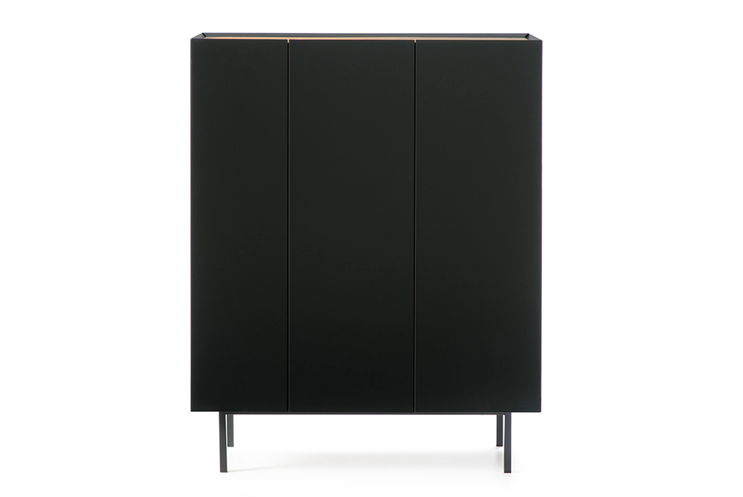 MUEBLE AUXILIAR ARISTA NEGRO CON 3PUERTAS Y BOTELLERO