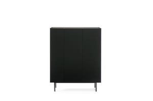 MUEBLE AUXILIAR ARISTA NEGRO CON 3PUERTAS Y BOTELLERO