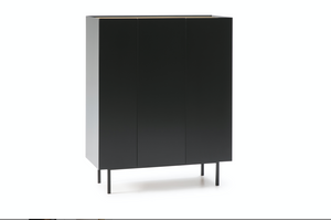 MUEBLE AUXILIAR ARISTA NEGRO CON 3PUERTAS Y BOTELLERO