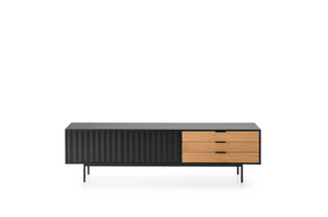 MUEBLE TV SIERRA 2P3C NEGRO  ROBLE CLARO