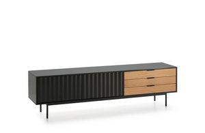 MUEBLE TV SIERRA 2P3C NEGRO  ROBLE CLARO