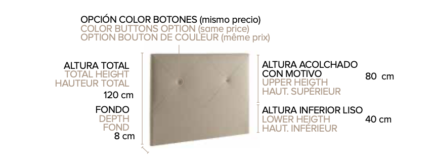 CABEZAL TOKIO VARIAS MEDIDAS Y TEJIDOS  105/145/160/190/200 ANC X 120 ALT