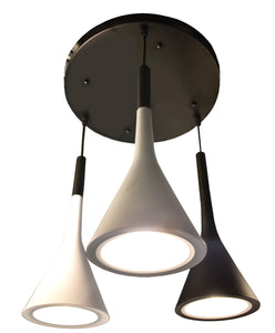 <p>Lámpara de colgar, diseño, metal, 3 tulipas, blanca, gris y negro </p> Grupo sdm JULIO