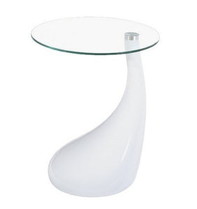 <p>Mesa baja, diseño, armazón de fibra de vidrio de color blanco, tapa de cristal templado de 50 cms de diámetro. Altura 54 cms. Otros colores disponibles</p> Grupo sdm JULIO