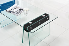 Cargar imagen en el visor de la galería, &lt;p&gt;Mesa baja de diseño, multiusos, madera, cristal templado con acabado transparente. Mesa de comedor a juego&lt;/p&gt; Grupo sdm JULIO