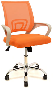 <p>Sillón de oficina, base cromada, malla y tejido naranja</p> Grupo sdm JULIO