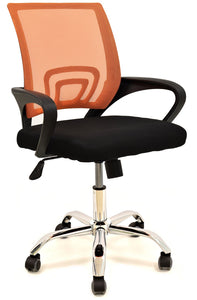 <p>Sillón de oficina, base cromada, malla naranja, asiento en tejido negro</p> Grupo sdm JULIO