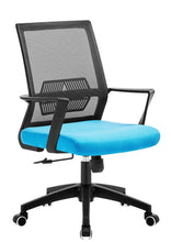 Cargar imagen en el visor de la galería, &lt;p&gt;Sillón de oficina, negro, gas, basculante, malla negra, tejido azul claro. Otros colores disponibles &lt;/p&gt; Grupo sdm JULIO