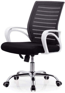 <p>Sillón de oficina, armazón blanco, base cromada, malla y tejido negro</p> Grupo sdm JULIO