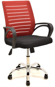<p>Sillón de oficina, base cromada, malla roja, asiento en tejido negro</p> Grupo sdm JULIO