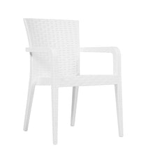 Cargar imagen en el visor de la galería, &lt;p&gt;Sillón apilable, imitación a rattán, polipropileno blanco. Uso en exterior e interior. Otros colores disponibles. Mesas a juego.&lt;/p&gt; Grupo sdm JULIO