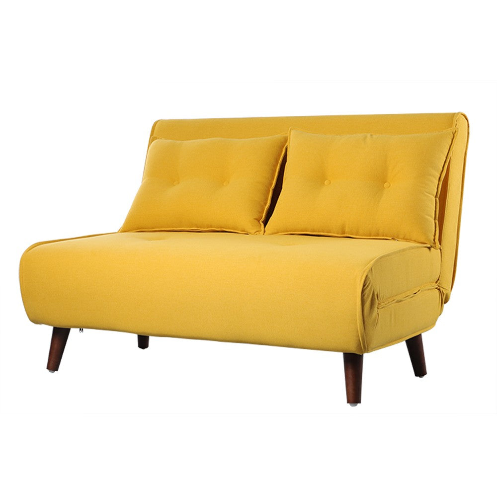 <p>Sofá cama de diseño, 2 plazas, tapizado en tejido liner amarillo. Otros colores disponibles.</p> Grupo sdm JULIO