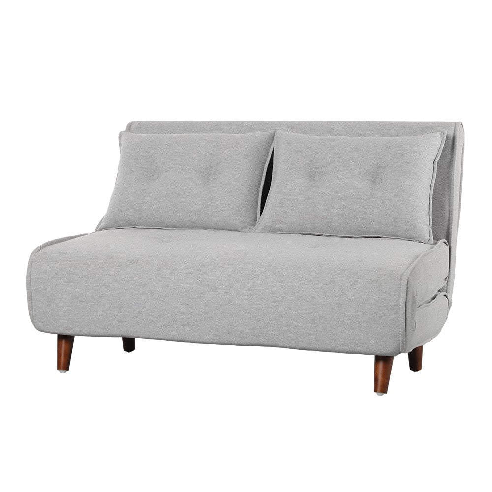 <p>Sofá cama de diseño, 2 plazas, tapizado en tejido liner gris claro. Otros colores disponibles.</p> Grupo sdm JULIO