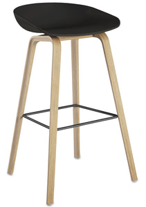 <p>Taburete de diseño, madera, asiento de polipropileno de color negro. Otros colores disponibles</p> Grupo sdm JULIO